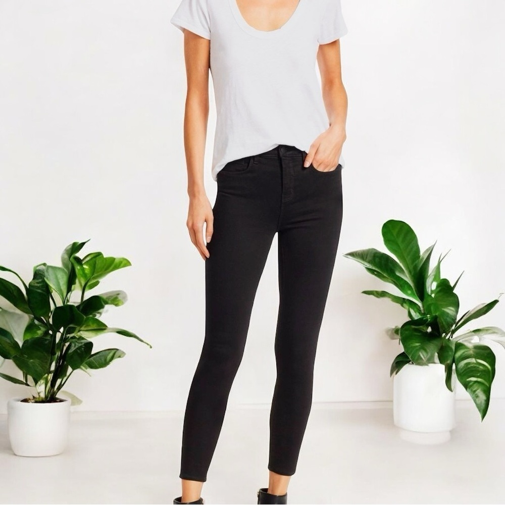 NWOT L’AGENCE ‘Margot’ High-Rise Stretch Skinny Ankle Jeans in Black “Noir” 27